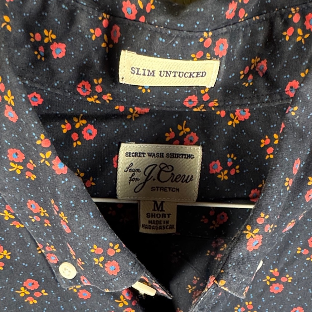 J. Crew Dark Blue Shirt with Red Floral Pattern - Picture 3 of 10